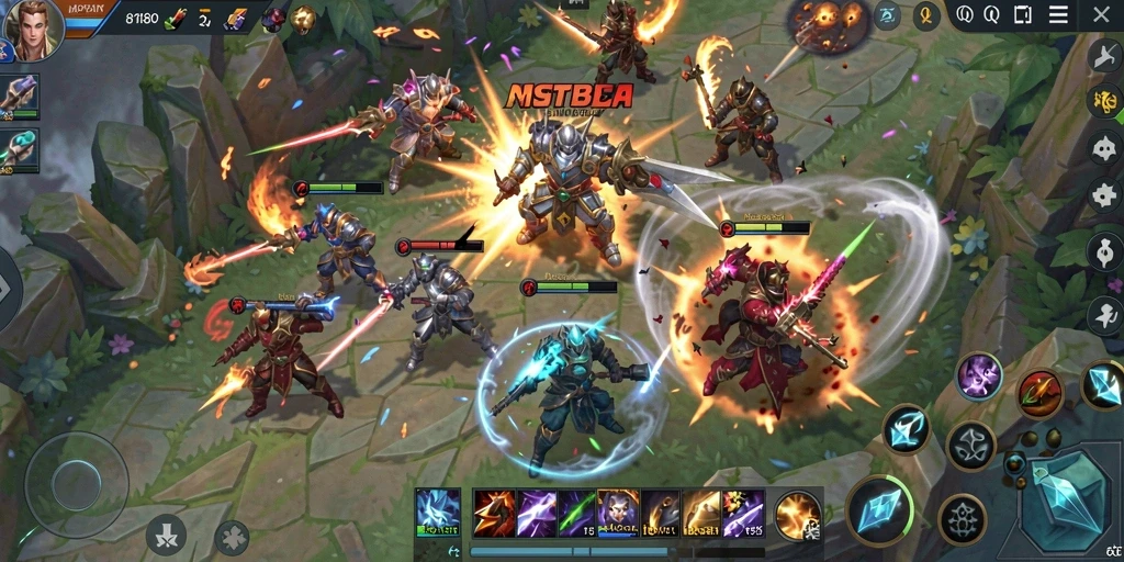 Tampilan menarik pertempuran dalam game MOBA 8180.