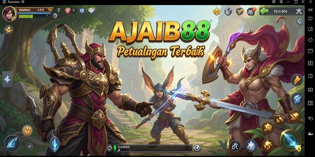 Tampilan aksi pertempuran mendebarkan dalam AJAIB88 RPG.