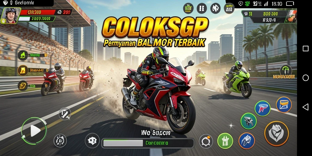 Tampilan gameplay seru dari COLOKSGP saat balapan motor.