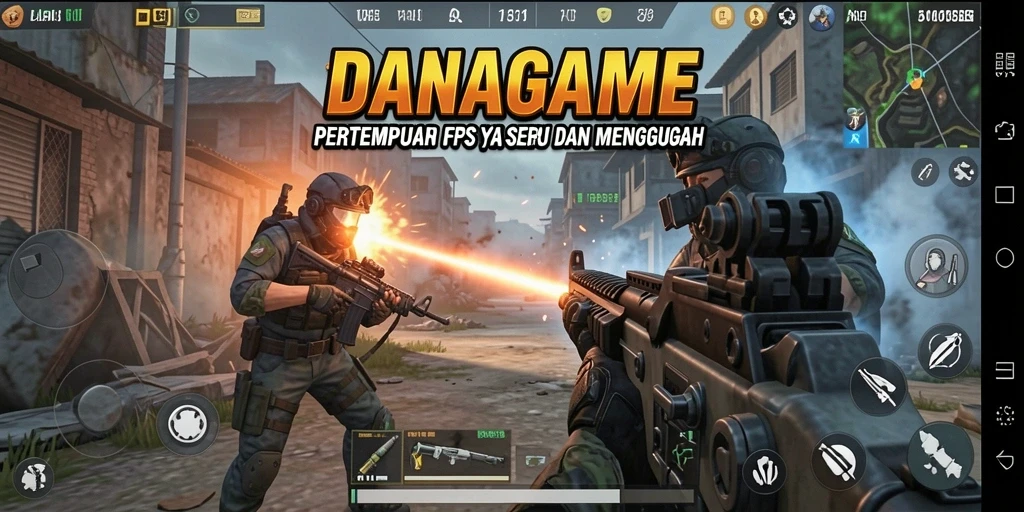Tampilan gameplay intens dalam pertempuran FPS yang mendebarkan.