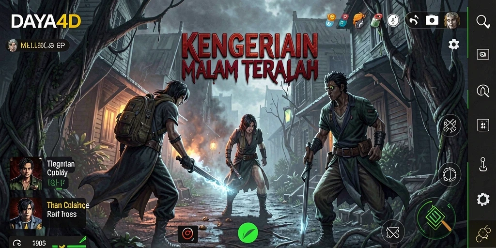 Screenshot gameplay DAYA4D yang menampilkan suasana horror mencekam.