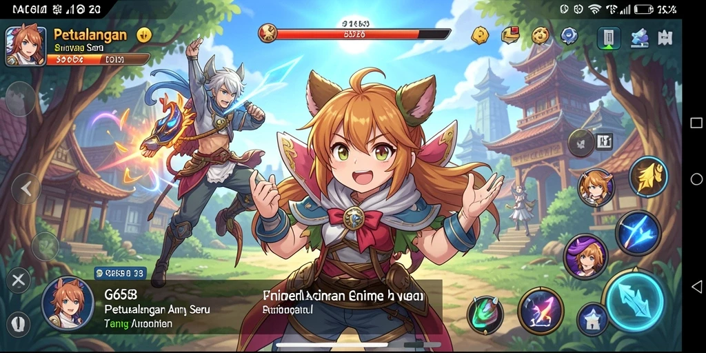 Screenshot gameplay G668 menampilkan pertarungan karakter Anime yang seru.