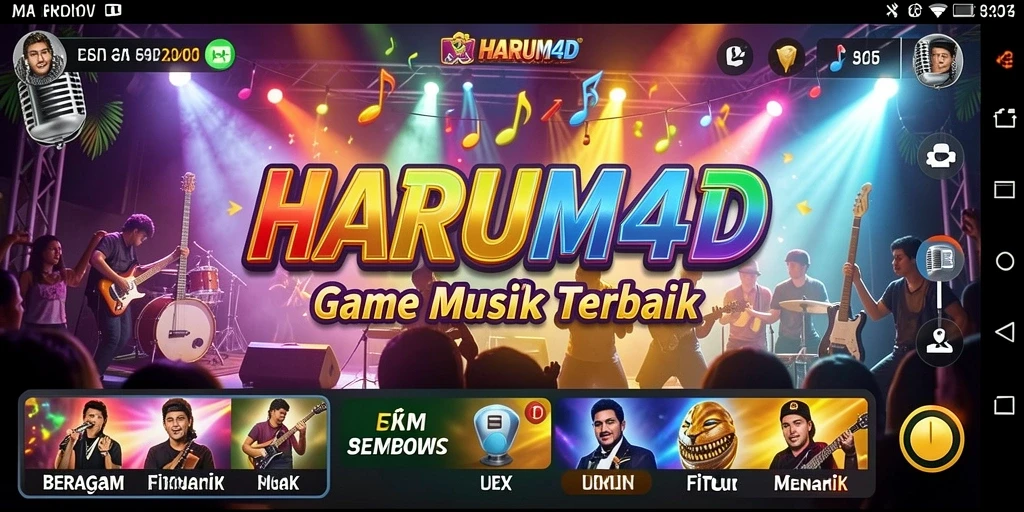 Screenshot utama HARUM4D menampilkan antarmuka yang menarik dan gameplay musik yang seru.