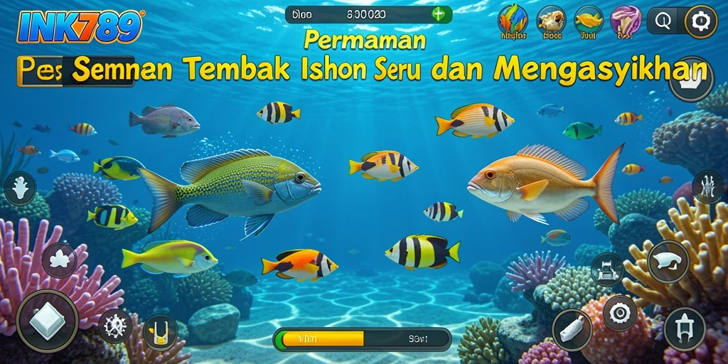 Screenshot gameplay INK789 dengan aksi menembak ikan yang seru.