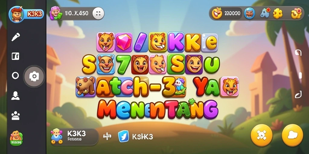 Tampilan gameplay menarik dari K3K3 saat mencocokkan elemen.
