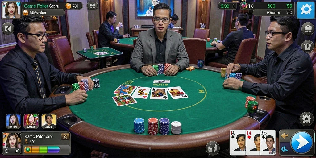 Tampilan gameplay Poker KAKRP yang mengasyikkan dan interaktif.