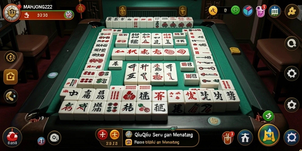 Tampilan utama MAHJONG222 menampilkan suasana permainan QiuQiu yang seru.