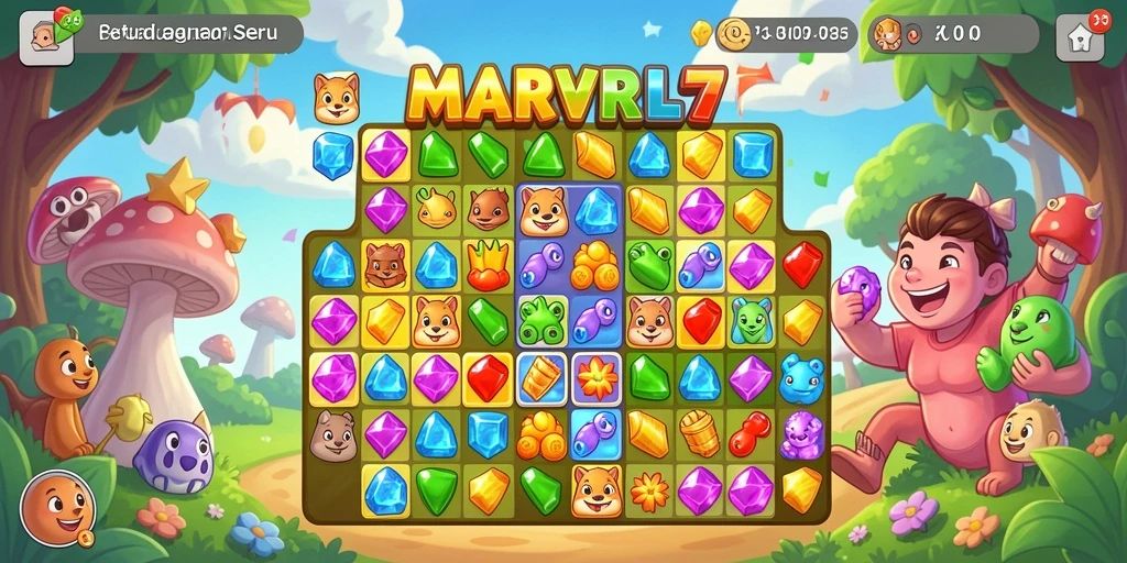 Tampilan menawan dari gameplay seru Match-3 di MARVRL77.