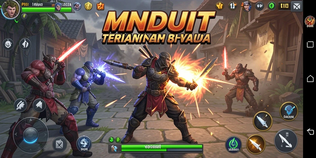 Screenshot utama MNDUIT menampilkan duel pertarungan yang seru dan dinamis.