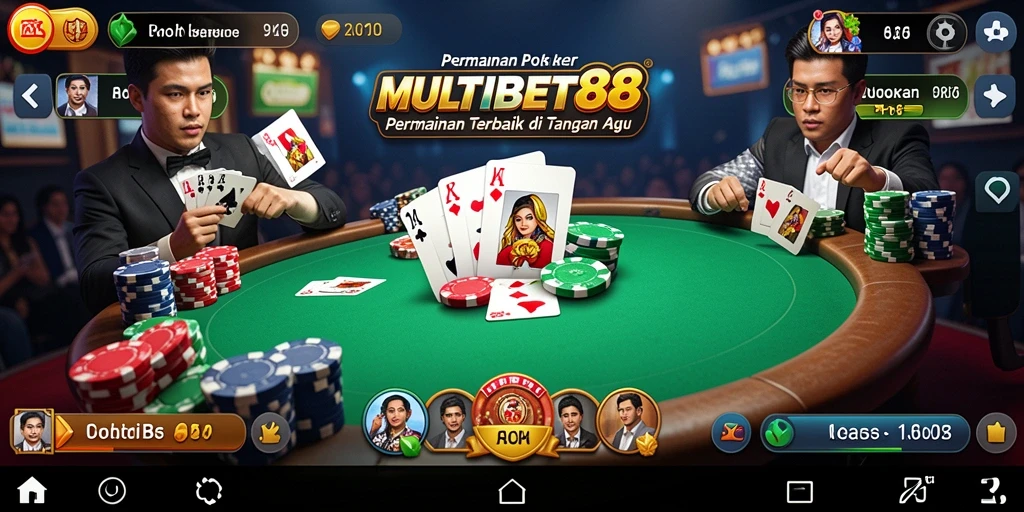 Tampilan gameplay poker yang seru dan interaktif di MULTIBET88.