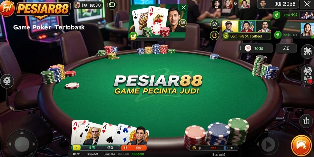 Tangkapan layar utama PESIAR88 menampilkan suasana permainan Poker yang seru.