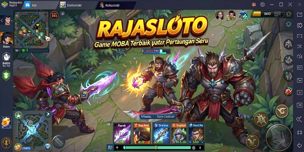 Gameplay seru RAJASLOTO dalam pertarungan MOBA.