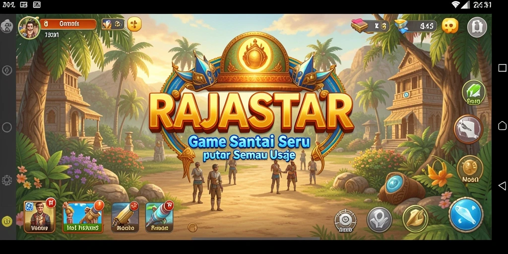 Tangkapan layar permainan RAJASTAR yang penuh warna dan menghibur.