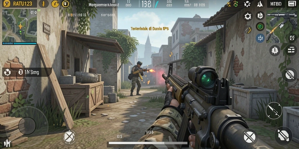 Gameplay memukau dari RATU123 menampilkan aksi tembak-menembak yang intens.