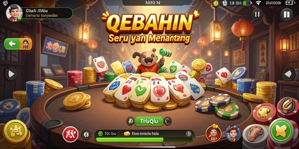 Tampilan gameplay seru dari REBAHIN yang penuh strategi QiuQiu.