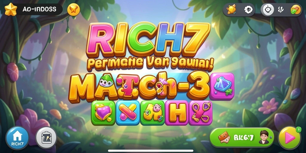 Tampilan gameplay seru di RICH7 dengan kombinasi warna-warni.