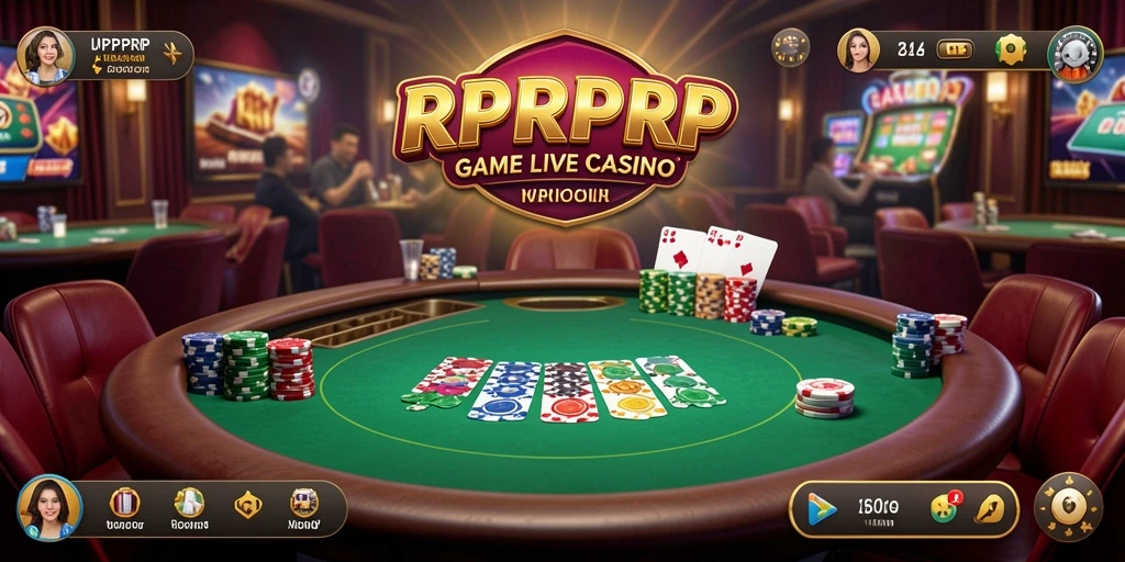 Tampilan gameplay RPRPRP dengan dealer langsung di meja permainan.